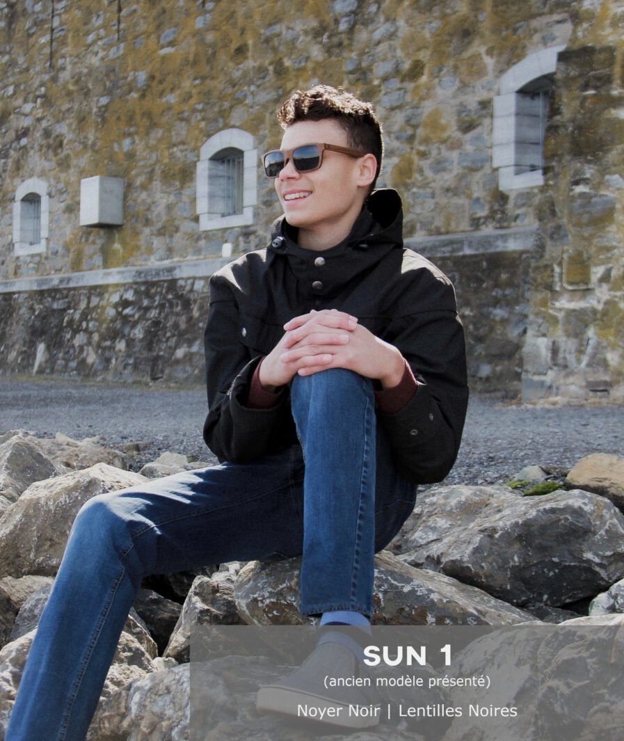 Teenager wearing Sun1 wooden sunglasses